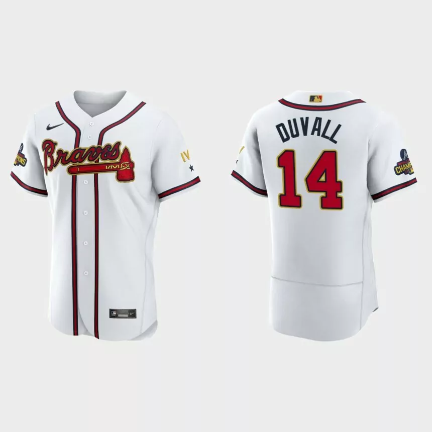 Adam Duvall Atlanta Braves 2022 Gold Program White Authentic Jersey