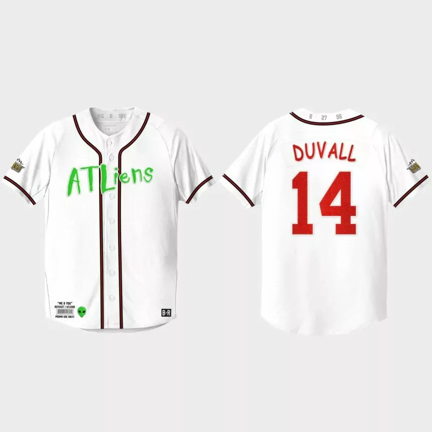 Adam Duvall Atlanta Braves 25th Anniversary Baseball Outkast Jersey – White