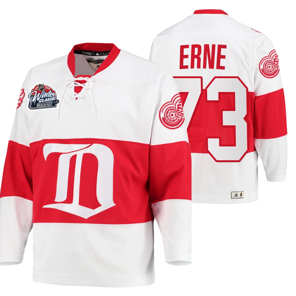 Adam Erne Detroit Red Wings Winter Classic White Throwback Jersey