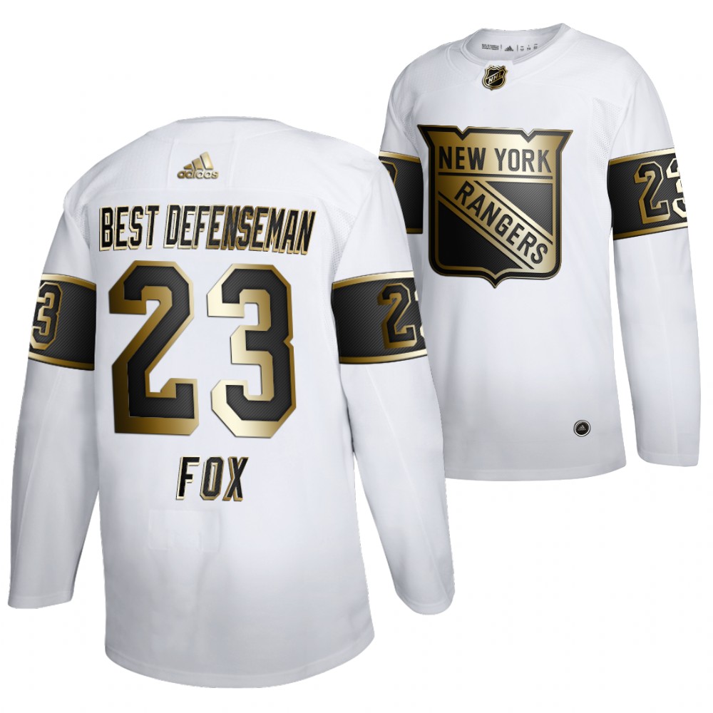 Adam Fox 2021 Best Defenseman White Rangers #23 Jersey Norris Trophy