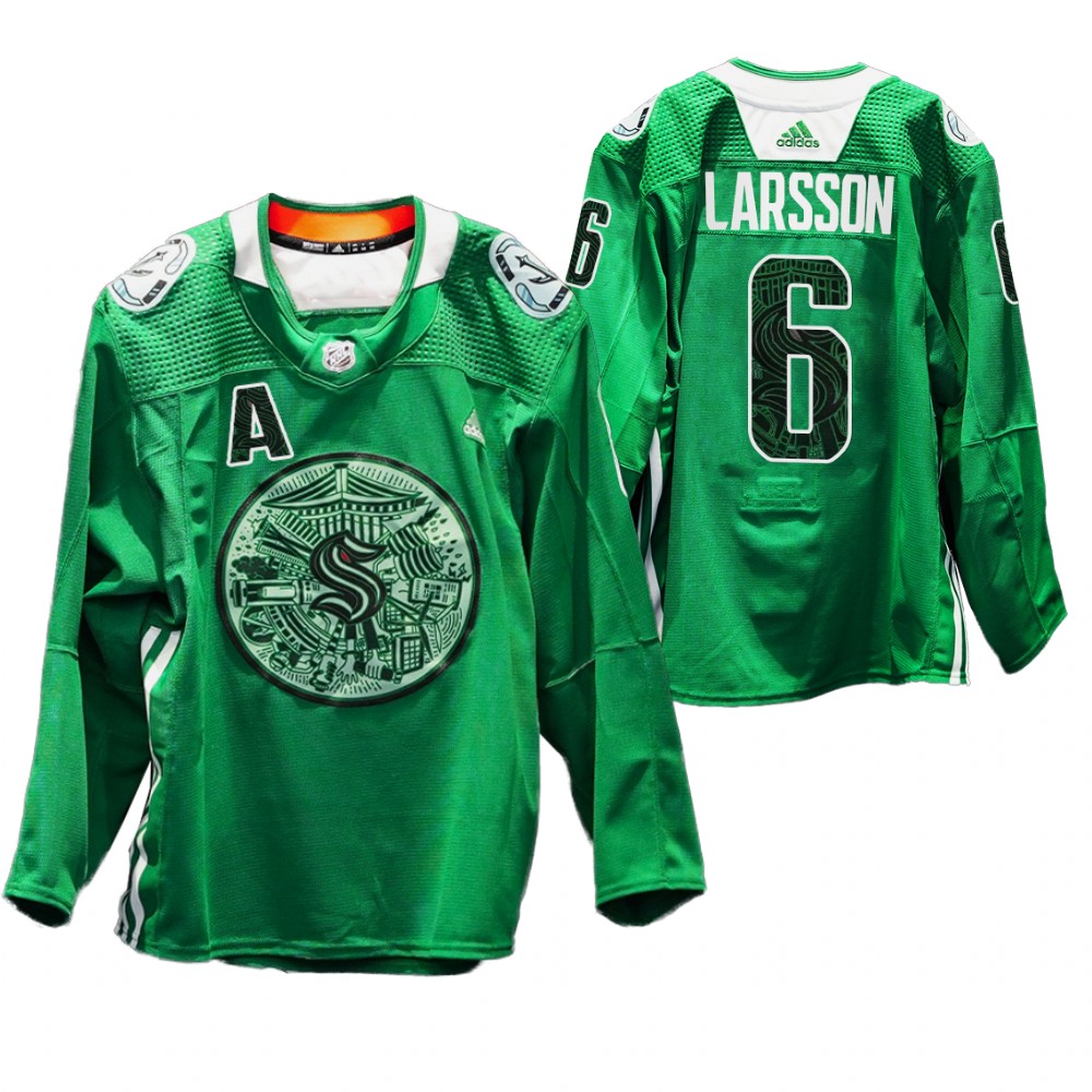 Adam Larsson Kraken Green Night Jersey Green Eco-conscious