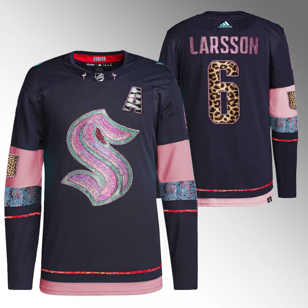 Adam Larsson Kraken MGK Leopard Print Jersey Navy Diamond Limited