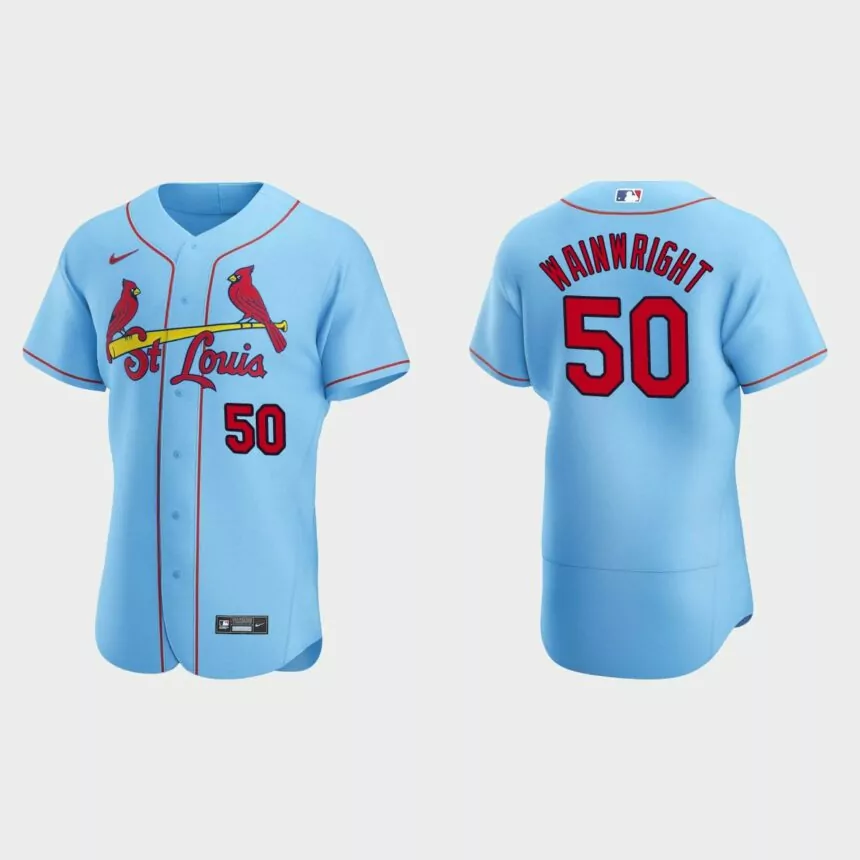 Adam Wainwright #50 St. Louis Cardinals Authentic Alternate Jersey – Light Blue