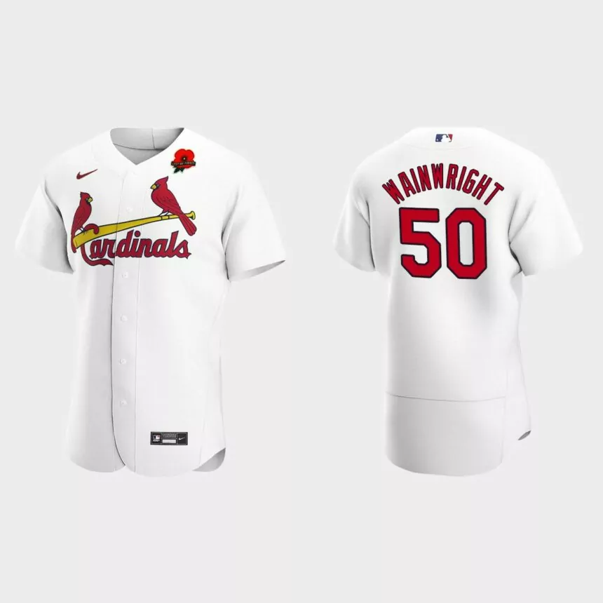 Adam Wainwright St. Louis Cardinals 2022 Memorial Day Poppy Patch Authentic Jersey – White