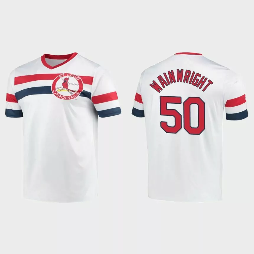 Adam Wainwright St. Louis Cardinals Cooperstown Collection V-Neck Jersey – White