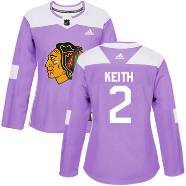Adidas Blackhawks #2 Duncan Keith Purple Authentic Fights Cancer Women's Stitched NHL Jersey