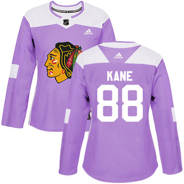 Adidas Blackhawks #88 Patrick Kane Purple Authentic Fights Cancer Women's Stitched NHL Jersey