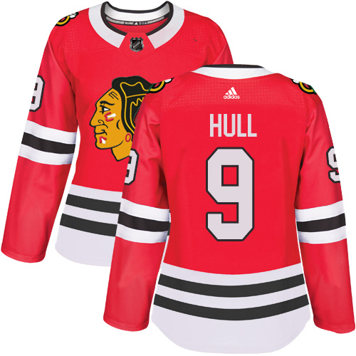 Adidas Blackhawks #9 Bobby Hull Red Home Authentic Women's Stitched NHL Jersey - 副本 - 副本