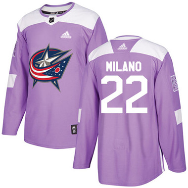 Adidas Blue Jackets #22 Sonny Milano Purple Authentic Fights Cancer Stitched NHL Jersey