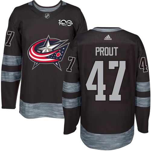 Adidas Blue Jackets #47 Dalton Prout Black 1917-2017 100th Anniversary Stitched NHL Jersey