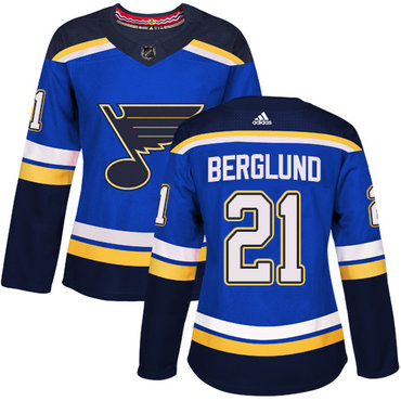 Adidas Blues #21 Patrik Berglund Blue Home Authentic Women's Stitched NHL Jersey