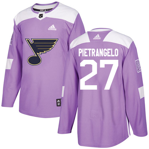 Adidas Blues #27 Alex Pietrangelo Purple Authentic Fights Cancer Stitched Youth NHL Jersey