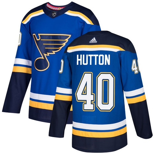 Adidas Blues #40 Carter Hutton Blue Home Authentic Stitched Youth NHL Jersey