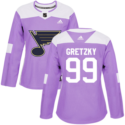 Adidas Blues #99 Wayne Gretzky Purple Authentic Fights Cancer Women's Stitched NHL Jersey