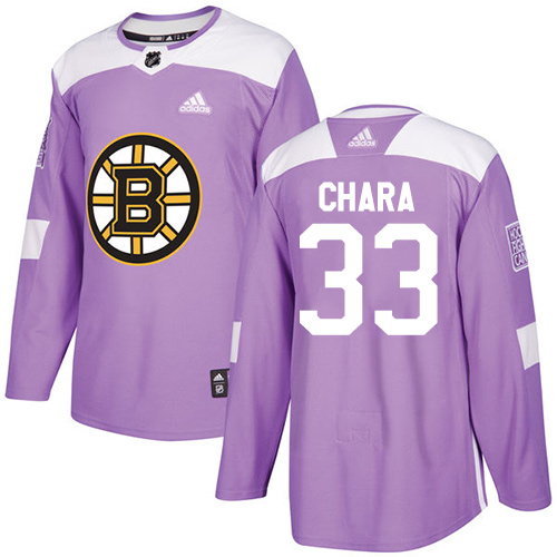 Adidas Bruins #33 Zdeno Chara Purple Authentic Fights Cancer Youth Stitched NHL Jersey
