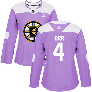 Adidas Bruins #4 Bobby Orr Purple Authentic Fights Cancer Women's Stitched NHL Jersey