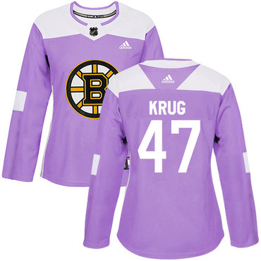 Adidas Bruins #47 Torey Krug Purple Authentic Fights Cancer Women's Stitched NHL Jersey