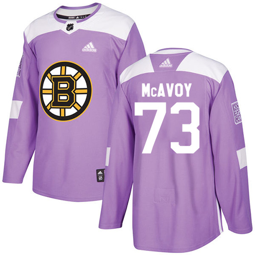 Adidas Bruins #73 Charlie McAvoy Purple Authentic Fights Cancer Youth Stitched NHL Jersey