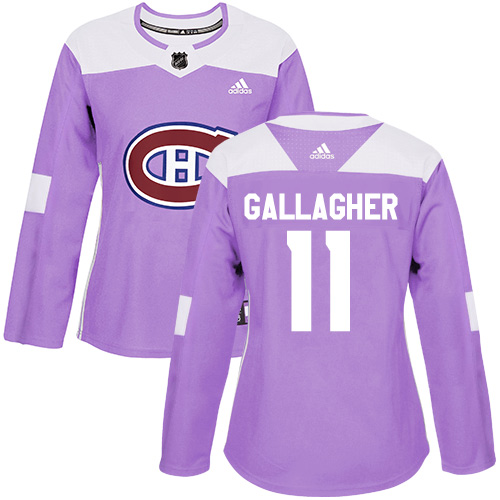 Adidas Canadiens #11 Brendan Gallagher Purple Authentic Fights Cancer Women's Stitched NHL Jersey