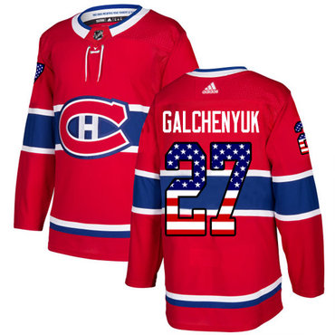 Adidas Canadiens #27 Alex Galchenyuk Red Home Authentic USA Flag Stitched Youth NHL Jersey