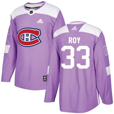 Adidas Canadiens #33 Patrick Roy Purple Authentic Fights Cancer Stitched NHL Jersey