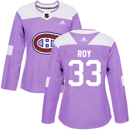 Adidas Canadiens #33 Patrick Roy Purple Authentic Fights Cancer Women's Stitched NHL Jersey