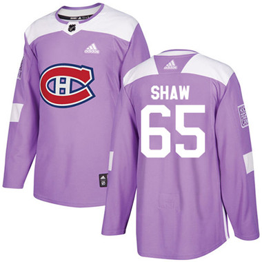 Adidas Canadiens #65 Andrew Shaw Purple Authentic Fights Cancer Stitched NHL Jersey
