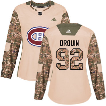 Adidas Canadiens #92 Jonathan Drouin Camo Authentic 2017 Veterans Day Women's Stitched NHL Jersey