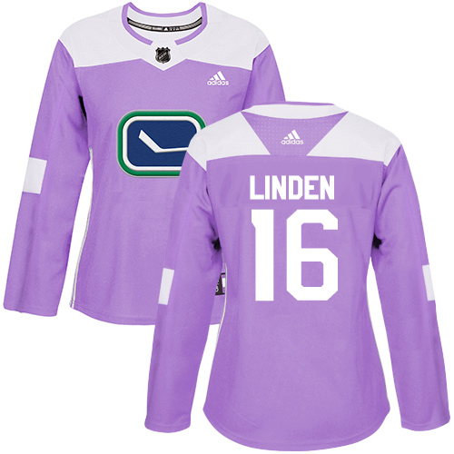 Adidas Canucks #16 Trevor Linden Purple Authentic Fights Cancer Women's Stitched NHL Jersey