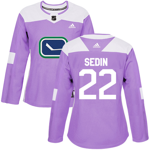 Adidas Canucks #22 Daniel Sedin Purple Authentic Fights Cancer Women's Stitched NHL Jersey