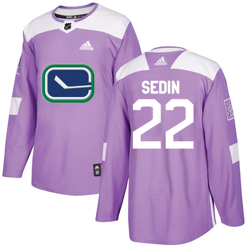 Adidas Canucks #22 Daniel Sedin Purple Authentic Fights Cancer Youth Stitched NHL Jersey