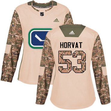Adidas Canucks #53 Bo Horvat Camo Authentic 2017 Veterans Day Women's Stitched NHL Jersey