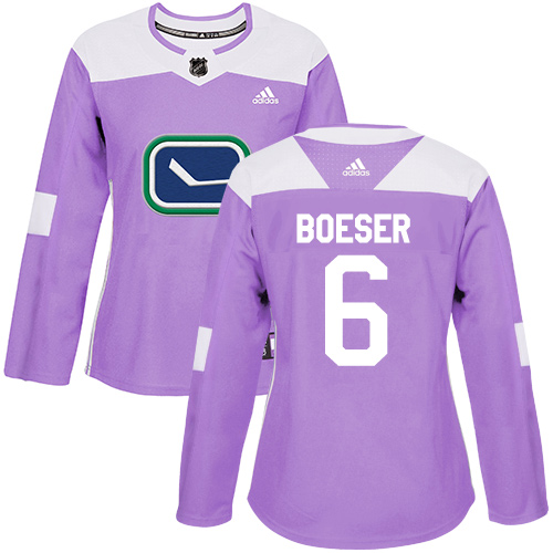 Adidas Canucks #6 Brock Boeser Purple Authentic Fights Cancer Women's Stitched NHL Jersey
