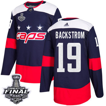 Adidas Capitals #19 Nicklas Backstrom Navy Authentic 2018 Stadium Series Stanley Cup Final Stitched Youth NHL Jersey