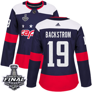Adidas Capitals #19 Nicklas Backstrom Navy Authentic 2018 Stadium Series Stanley Cup Final Women's Stitched NHL Jersey