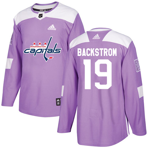 Adidas Capitals #19 Nicklas Backstrom Purple Authentic Fights Cancer Stitched Youth NHL Jersey