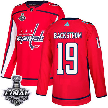Adidas Capitals #19 Nicklas Backstrom Red Home Authentic 2018 Stanley Cup Final Stitched Youth NHL Jersey