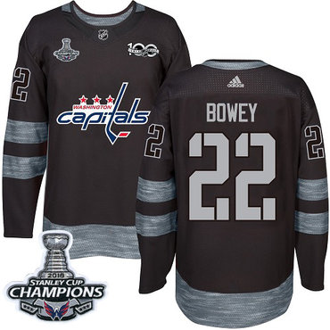 Adidas Capitals #22 Madison Bowey Black 1917-2017 100th Anniversary Stanley Cup Final Champions Stitched NHL Jersey