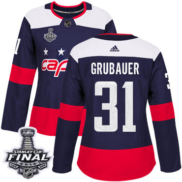 Adidas Capitals #31 Philipp Grubauer Navy Authentic 2018 Stadium Series Stanley Cup Final Women's Stitched NHL Jersey