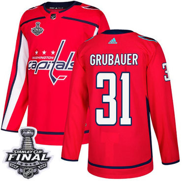 Adidas Capitals #31 Philipp Grubauer Red Home Authentic 2018 Stanley Cup Final Stitched Youth NHL Jersey