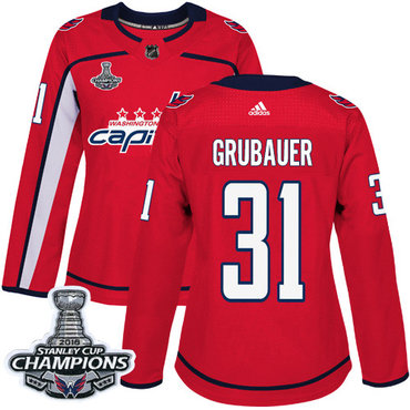 Adidas Capitals #31 Philipp Grubauer Red Home Authentic Stanley Cup Final Champions Women's Stitched NHL Jersey