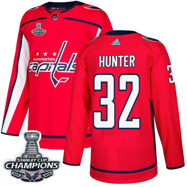 Adidas Capitals #32 Dale Hunter Red Home Authentic Stanley Cup Final Champions Stitched NHL Jersey