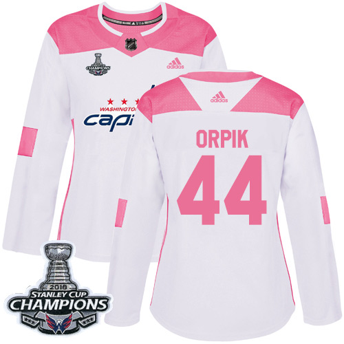 Adidas Capitals #44 Brooks Orpik White Pink Authentic Fashion Stanley Cup Final Champions Women's Stitched NHL Jersey