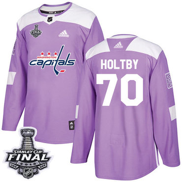 Adidas Capitals #70 Braden Holtby Purple Authentic Fights Cancer 2018 Stanley Cup Final Stitched Youth NHL Jersey