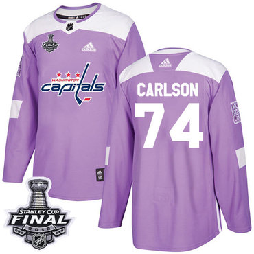 Adidas Capitals #74 John Carlson Purple Authentic Fights Cancer 2018 Stanley Cup Final Stitched Youth NHL Jersey