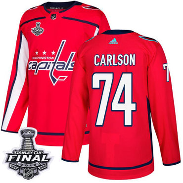 Adidas Capitals #74 John Carlson Red Home Authentic 2018 Stanley Cup Final Stitched Youth NHL Jersey