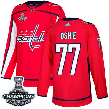 Adidas Capitals #77 T. J. Oshie Red Home Authentic Stanley Cup Final Champions Stitched Youth NHL Jersey