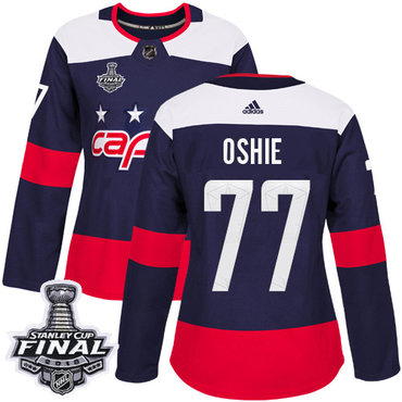 Adidas Capitals #77 T.J. Oshie Navy Authentic 2018 Stadium Series Stanley Cup Final Women's Stitched NHL Jersey