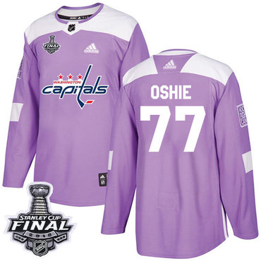 Adidas Capitals #77 T.J. Oshie Purple Authentic Fights Cancer 2018 Stanley Cup Final Stitched Youth NHL Jersey
