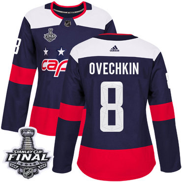 Adidas Capitals #8 Alex Ovechkin Navy Authentic 2018 Stadium Series Stanley Cup Final Women's Stitched NHL Jersey
